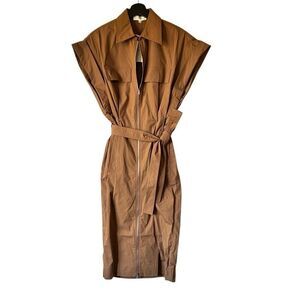 A.L.C NewThea Belted Full Zip Collar Cognac Zipper Midi Dress 00 Elastic waist